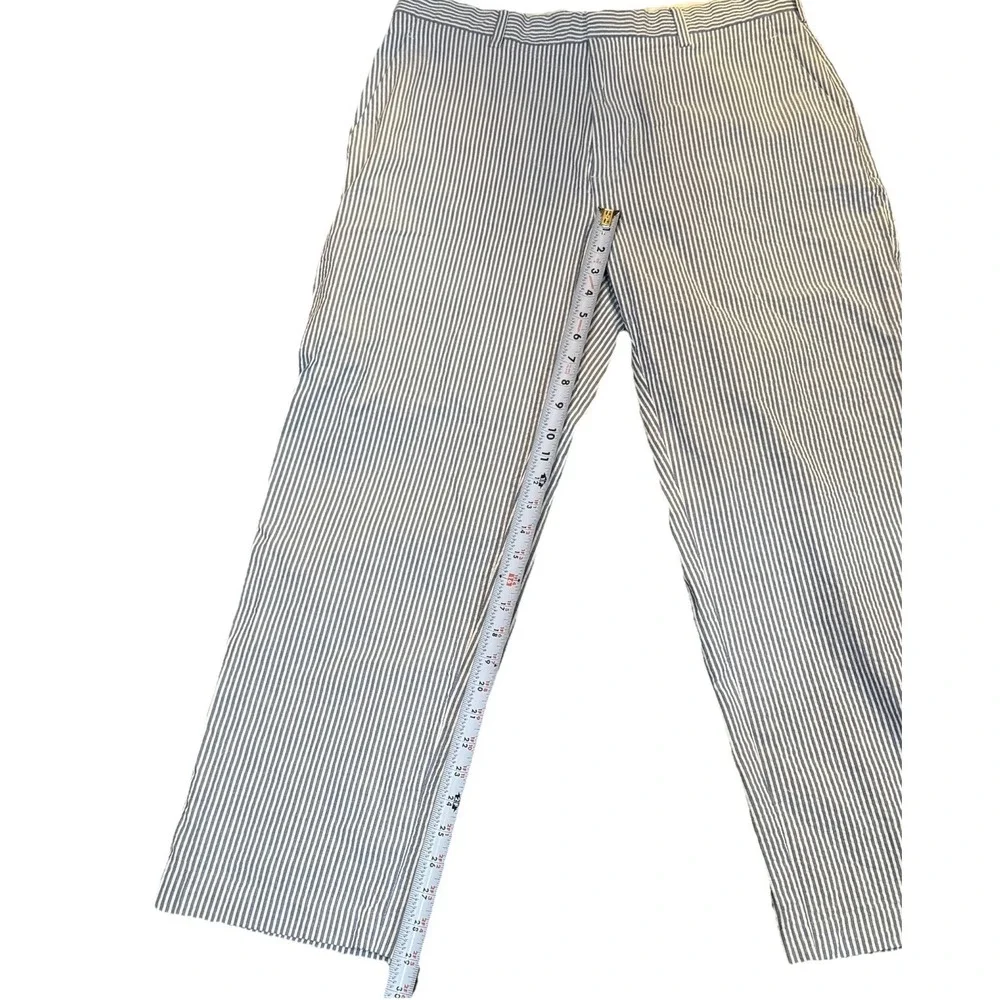 Jos A Bank Stay Cool Seersucker Pants Blue Stripes Summer Mens Size 36x29 Cotton